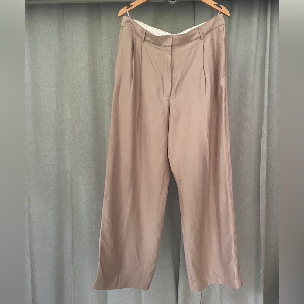 Babaton (aritzia) linen blend wide / straight leg trousers